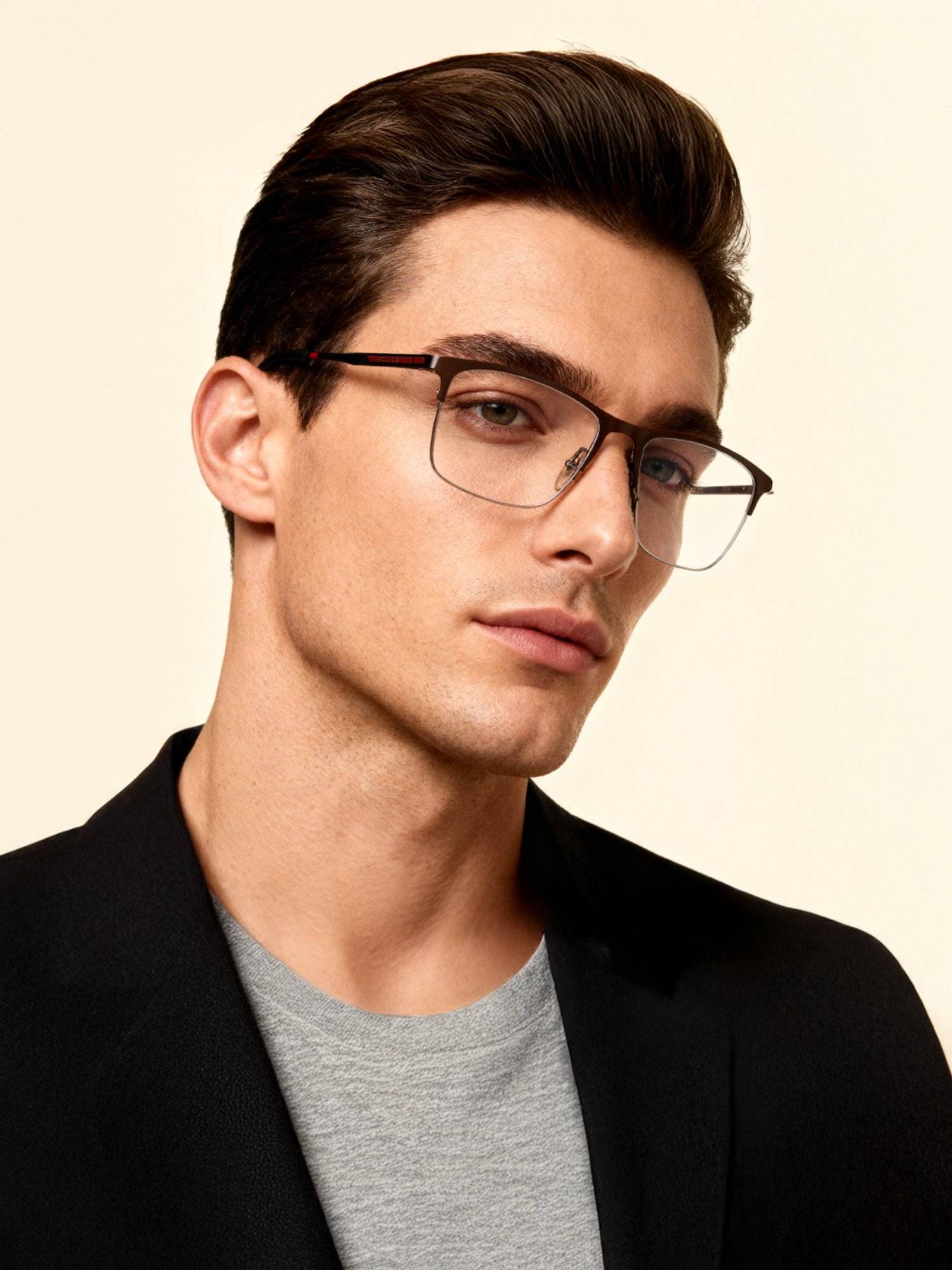 Police Men Half Rim Grey Metal Frames - VPL905K53627FR (53)