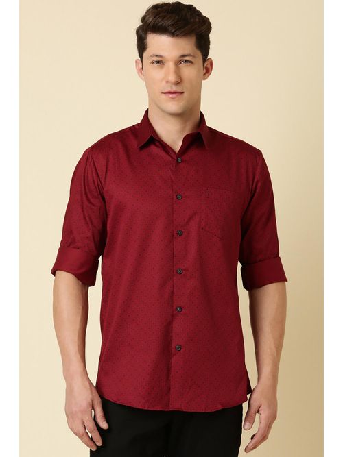 Buy Allen Solly Men Maroon Slim Fit Print Full Sleeves Casual