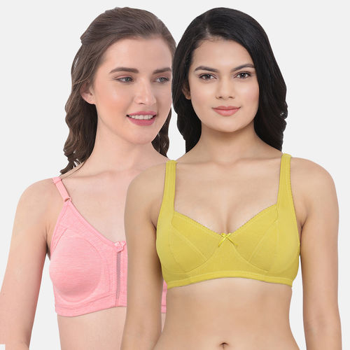 Buy Clovia Pink And Maroon Cotton Bra Set Of 2 Online at Low