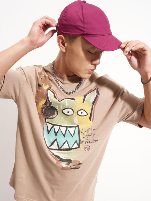 HIGHLANDER Brown Graphic Print Oversized Tshirt