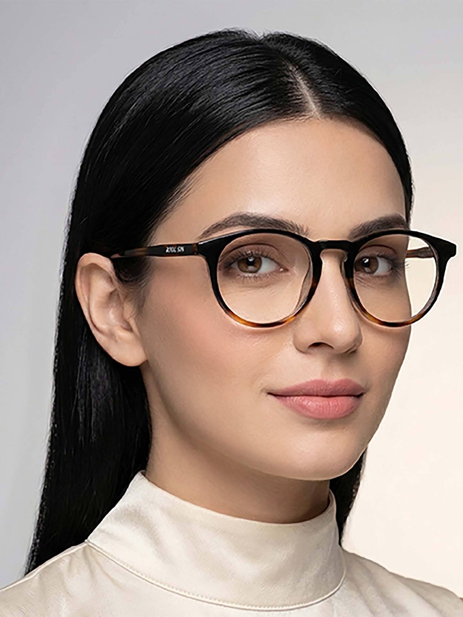 ROYAL SON Plastic Brown Lens Round Blue Light Eyeglass Frames for Unisex-Sf-Rs1111-C3 (47)