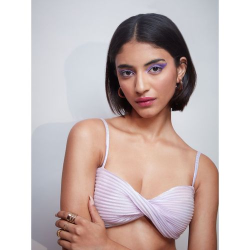 Buy MIXT by Nykaa Fashion Purple Textured Sweetheart Neck Bralette