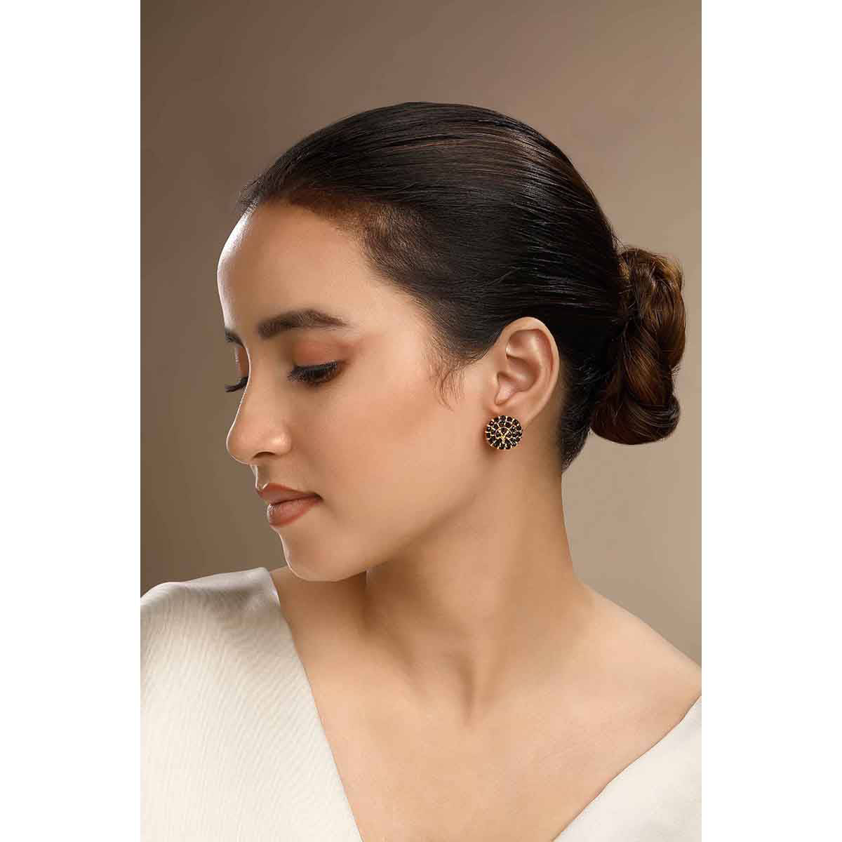 Sica Jewellery Women Black Mushroom Stud Earrings