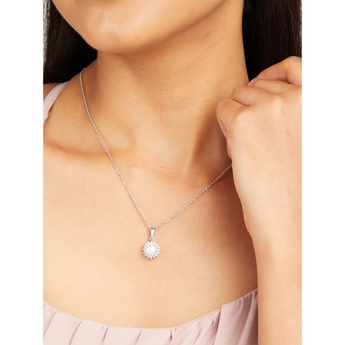 Buy Mia by Tanishq White Serene Pearl Silver Pendant Necklace Online