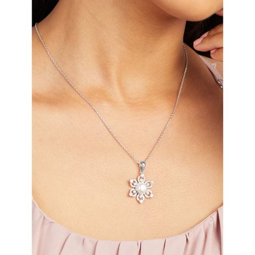 Buy Mia by Tanishq White Flawless Pearl Silver Pendant Necklace Online