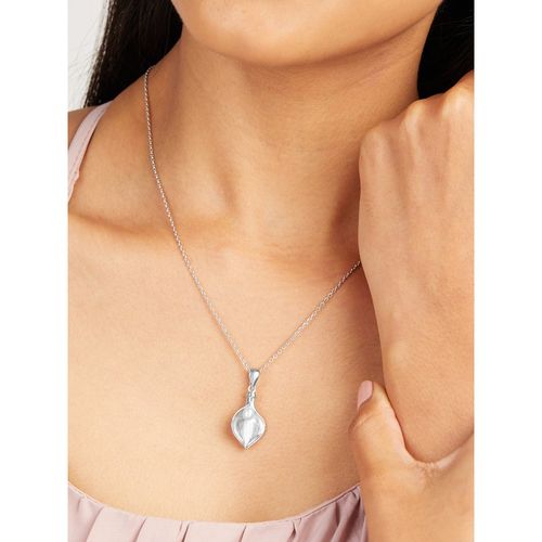 Mia by Tanishq White Alluring Pearl Silver Pendant Necklace