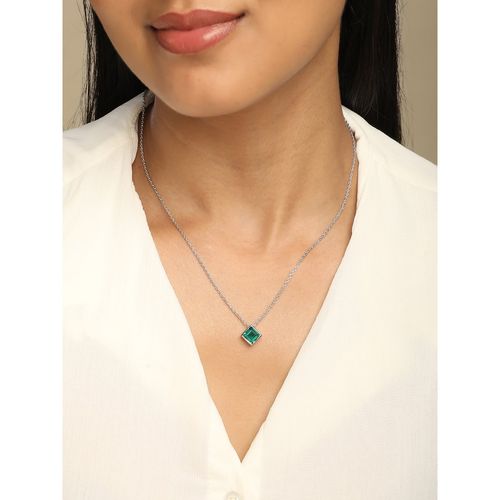 Buy Mia by Tanishq Mystic Green Silver Necklace Online