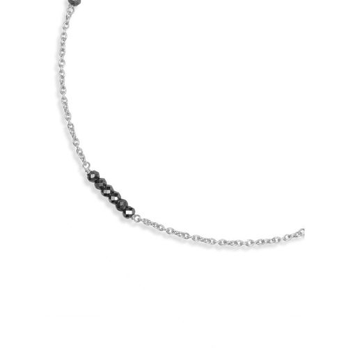 Zavya Black Chic and Minimal Rhodium Plated 925 Sterling Silver Adjustable  Link Chain Anklet