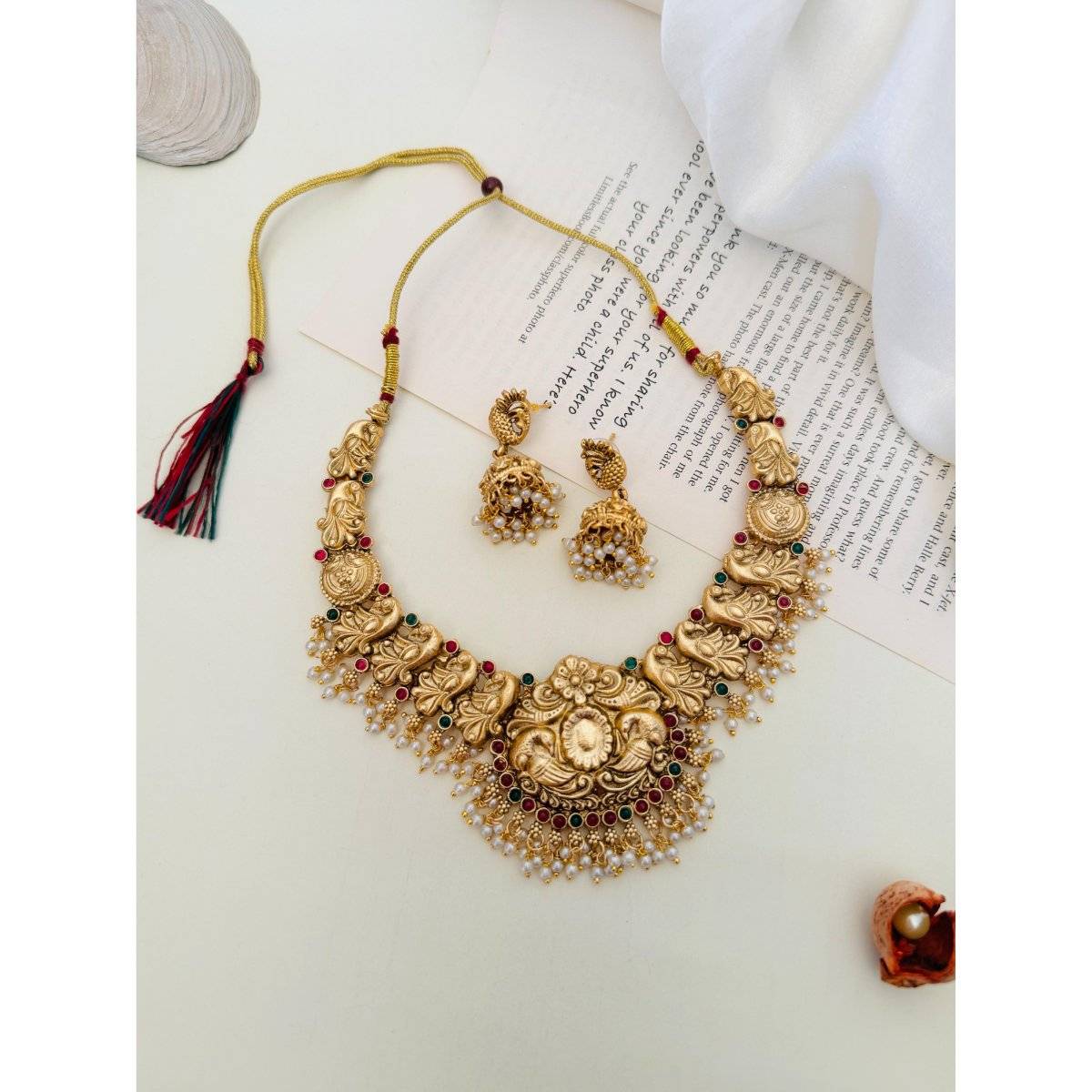 Abdesigns Multi-Color Enchanting Gold Plated Necklace Set