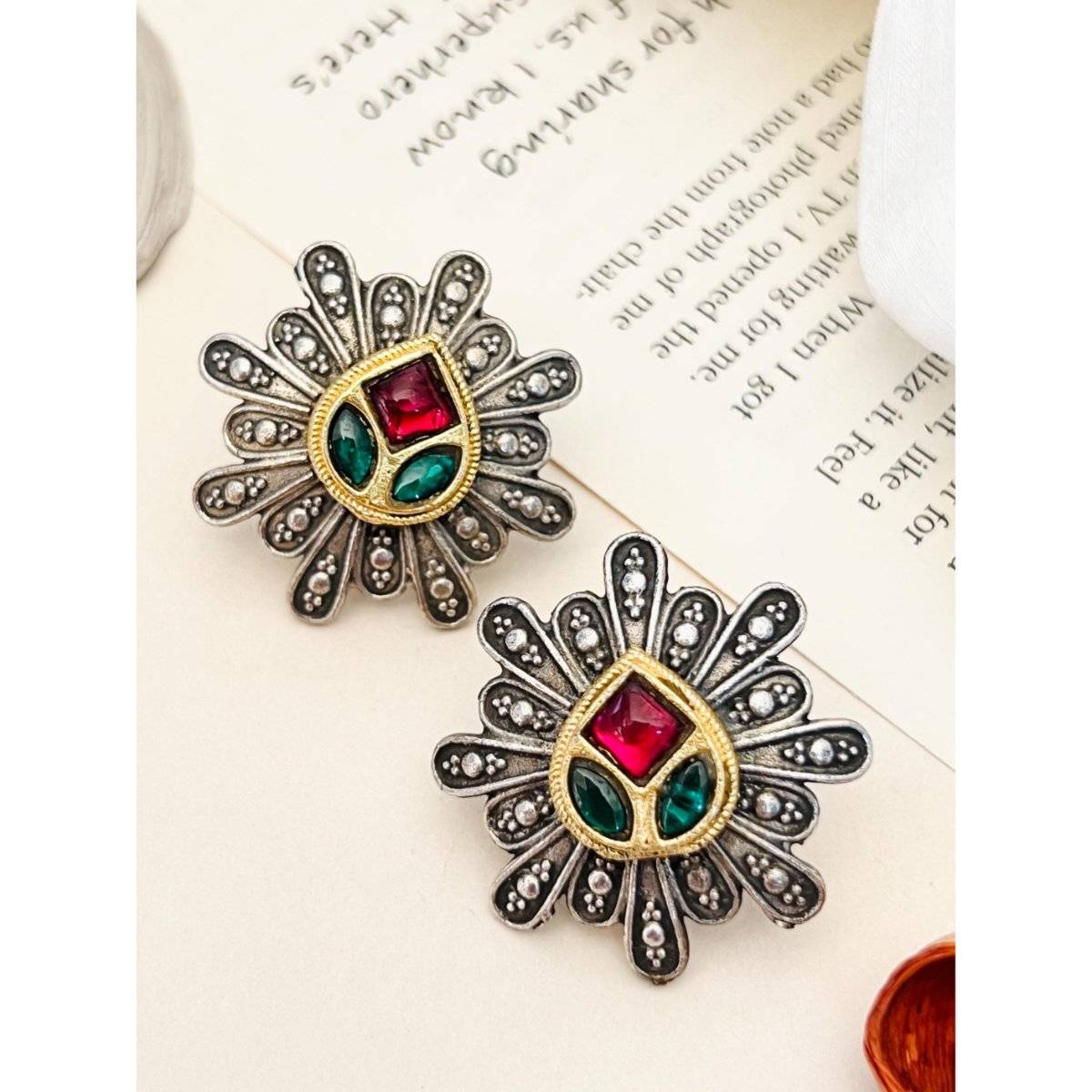 Abdesigns Multi-Color High Quality German Silver Earrings