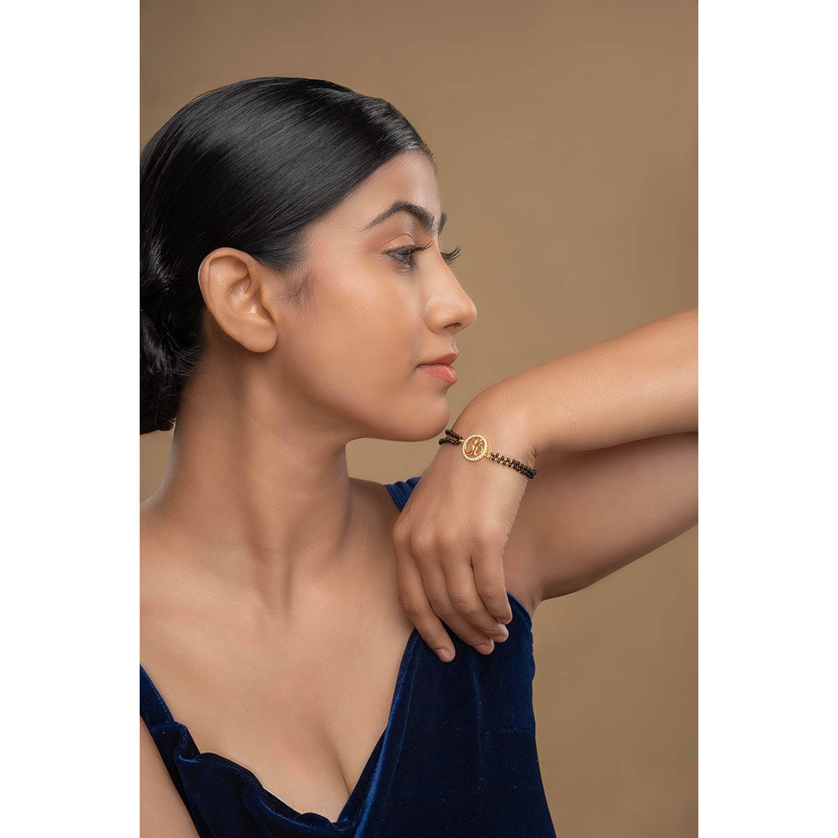 Sica Jewellery 925 Silver Om Stone Studded Hand Mangalsutra Bracelet