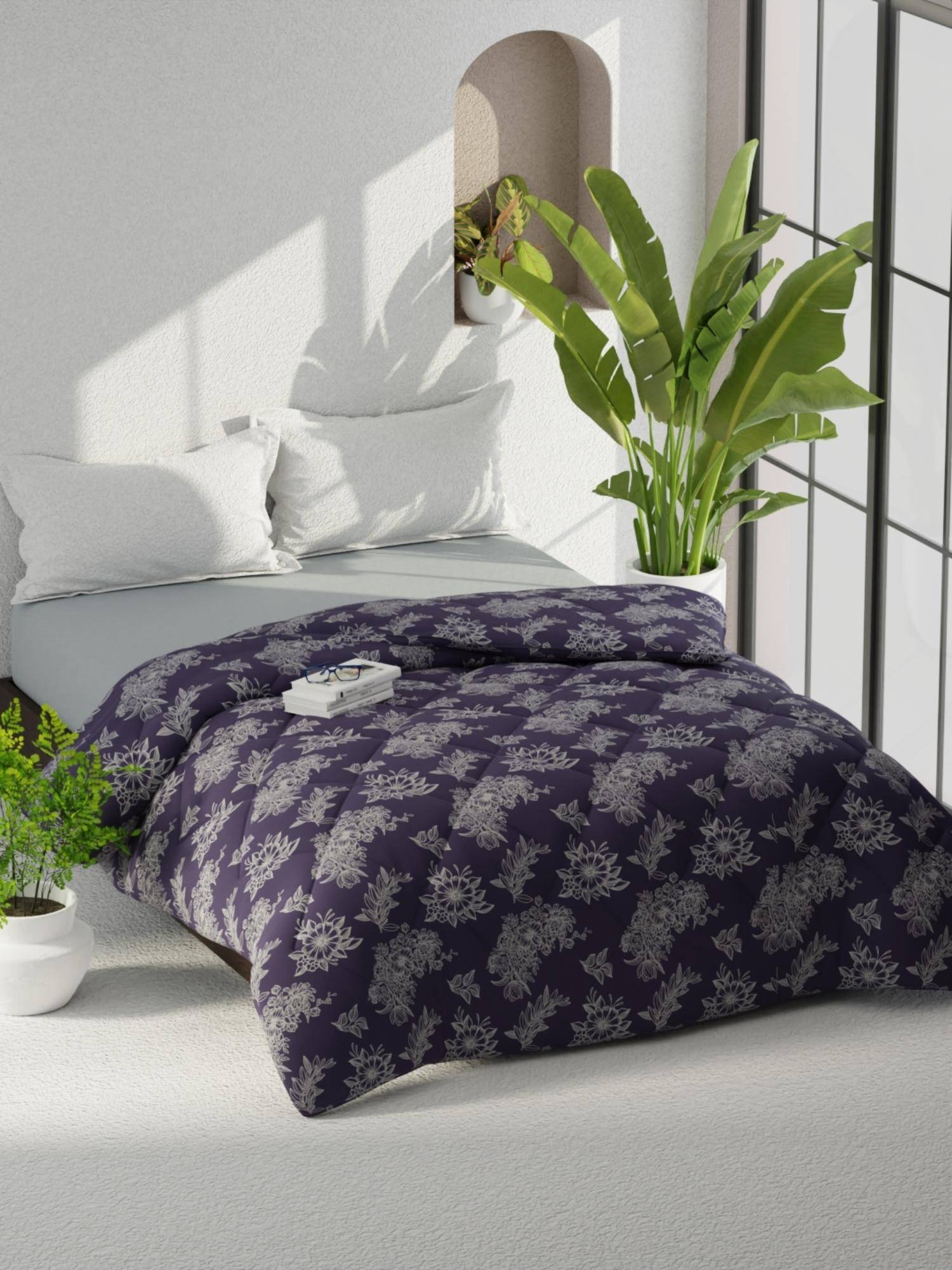 KOPA Microfiber Double Comforter For All Weather - Purple