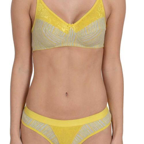 Women Full Coverage Non Padded Lace Yellow Lingerie Set at Rs 170/piece, Shastri Nagar, New Delhi