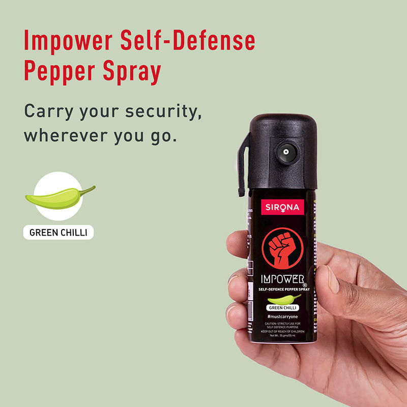IMPOWER Self Defence Green Chilli Pepper Spray for Woman Safety, Pocket