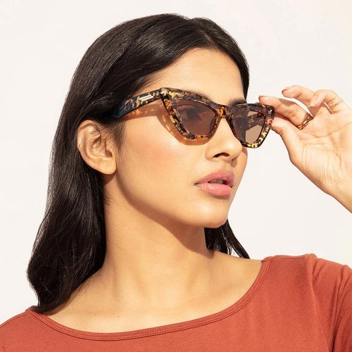 Twenty Dresses by Nykaa Fashion Brown Cat Eye Animal Print Casual Sunglasses