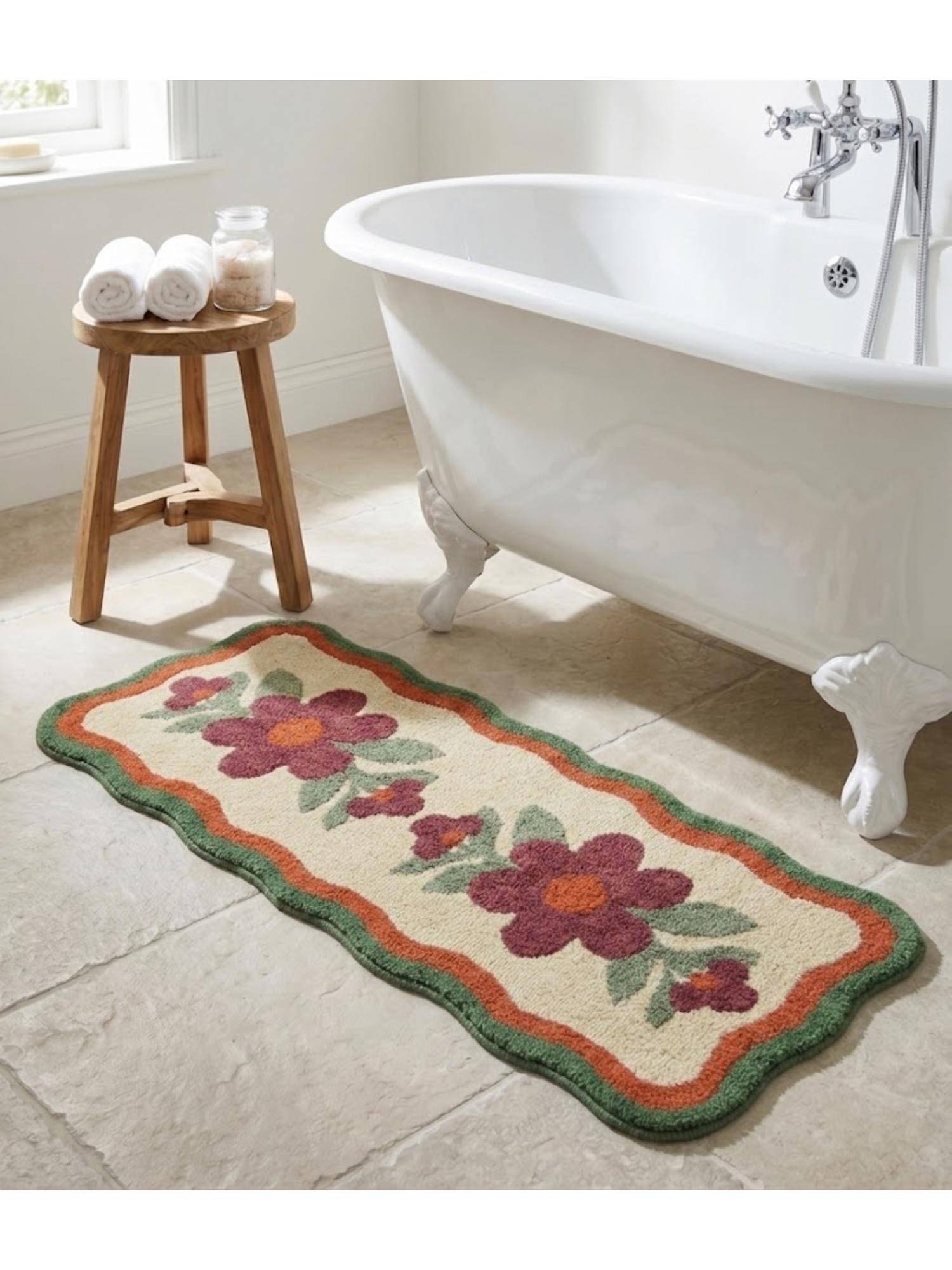 Saral Home Bellis Microfiber Floral Anti-Skid Runner -Rust