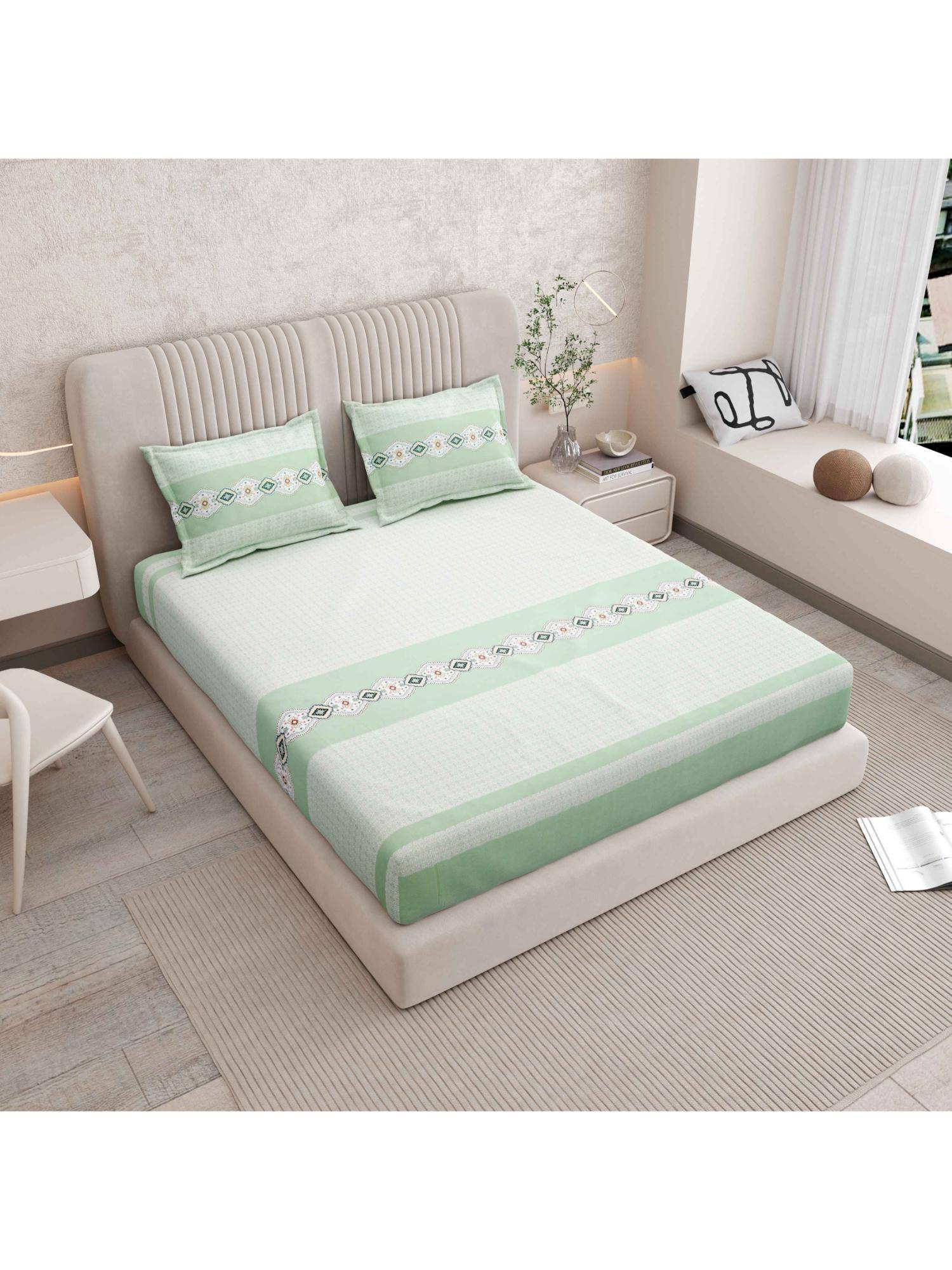 Indra's Pure 100% Cotton 160Tc Super King Size Bedsheet With 2 Pillow Covers