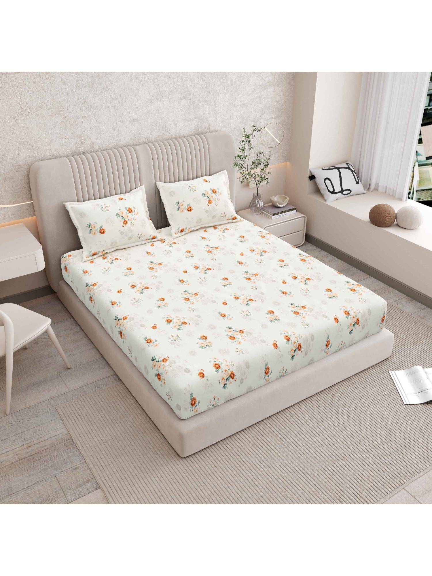 Indra's Pure 100% Cotton 200Tc Super King Size Bedsheet With 2 Pillow Covers