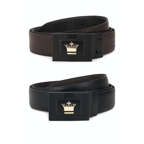 Buy Louis Philippe Men Black Textured Leather Formal Belt Online