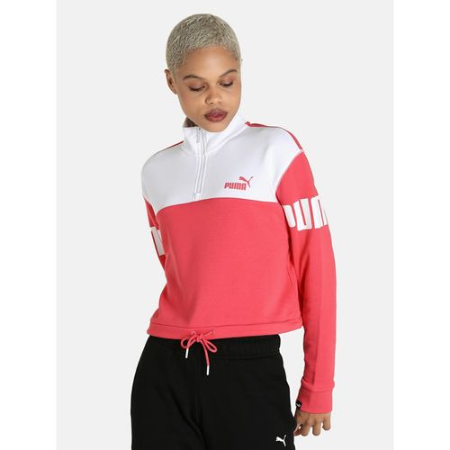 Buy Puma Power Half-zip Crew Womens Pink Loose Sweat Shirt Online