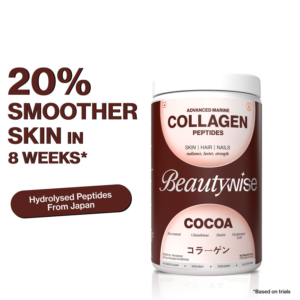 Beautywise Advanced Marine Collagen Anti-Aging Powder- Glutathione, HA & Biotin - Cocoa