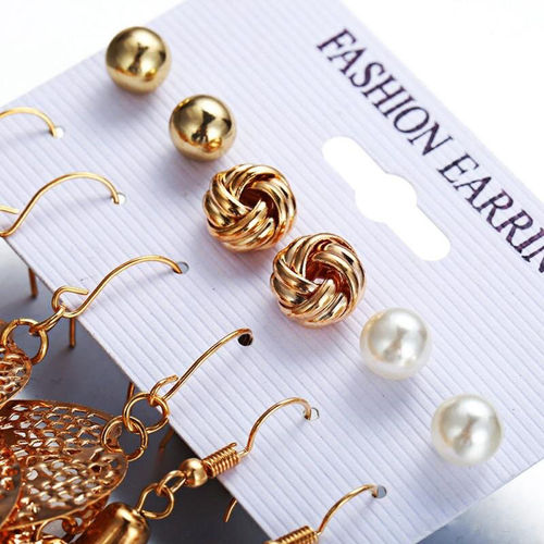 Buy Jewels Galaxy Combo Of Gold Plated Earrings Set Studded With