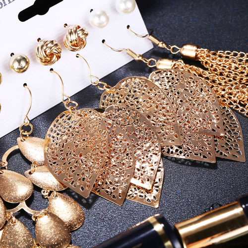 Buy Jewels Galaxy Combo Of Gold Plated Earrings Set Studded With