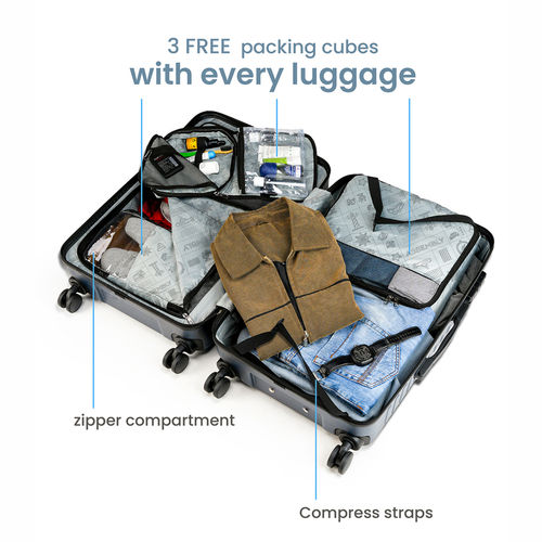 Assembly Set of Luggage Trolley- 28, 24 20 inch Two Tone Ivory Grey - Main Image