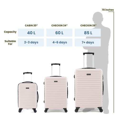Assembly Set of Luggage Trolley- 28, 24 20 inch Two Tone Ivory Grey
