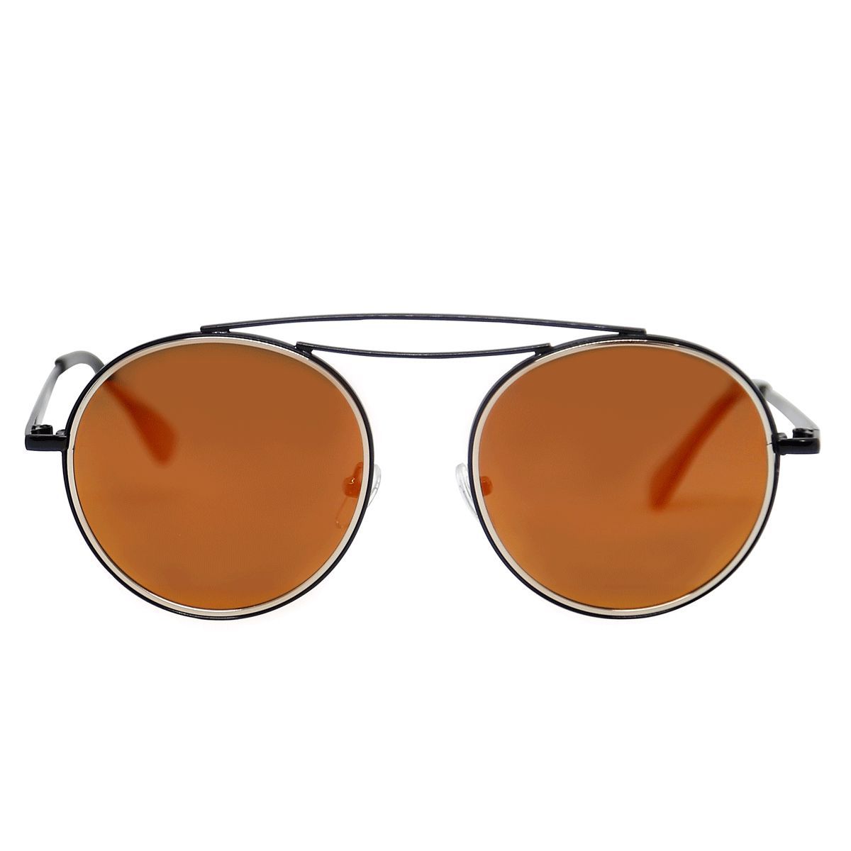 Enrico Black Polycarbonate Round Razor Unisex Sunglasses
