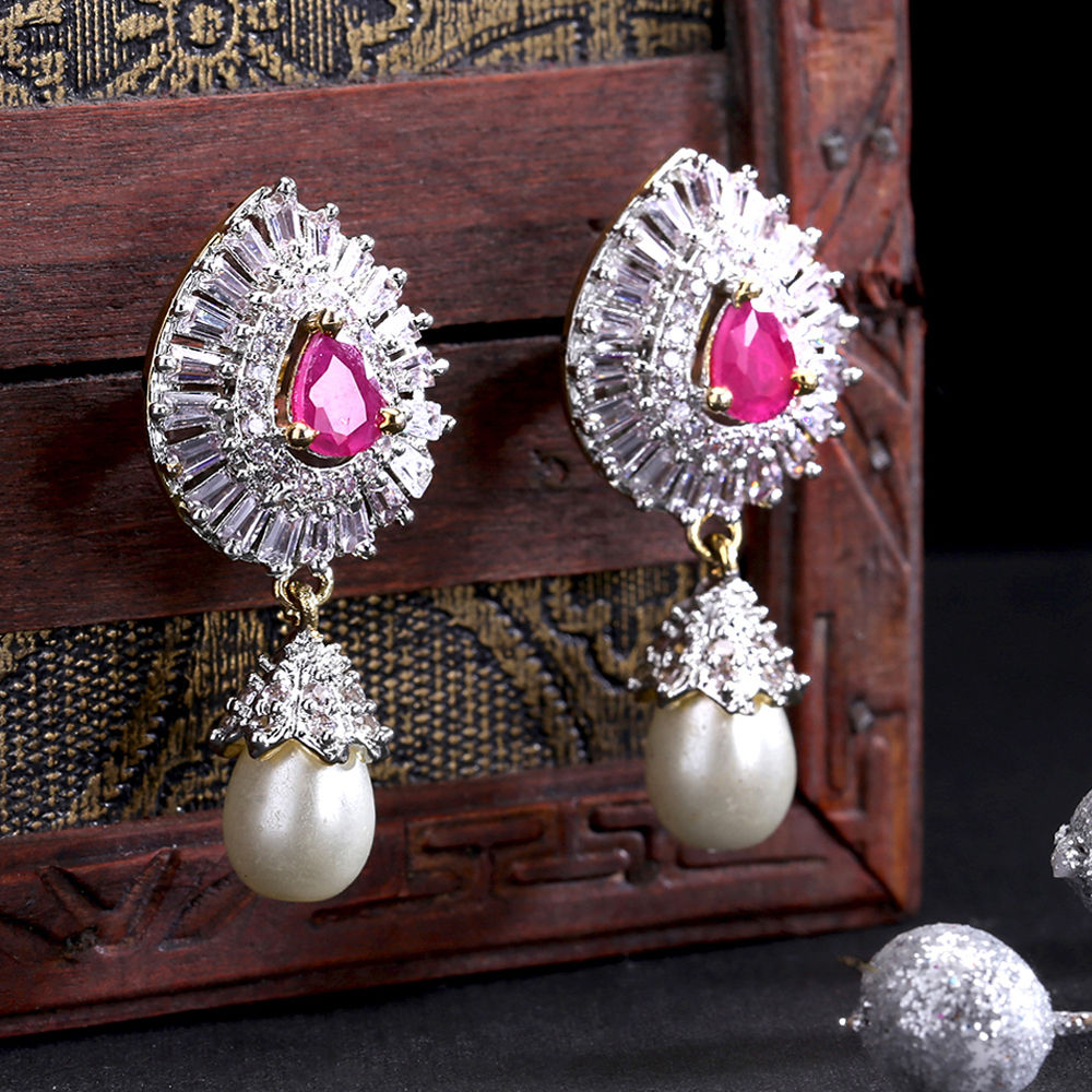 Buy American Diamond Indian Jewelry Design Chandbali Earrings With Online  in India  Etsy