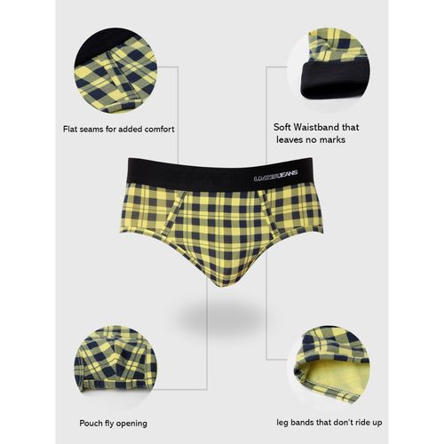 Men Premium Yellow Cotton Blend Brief- UnderJeans by Spykar