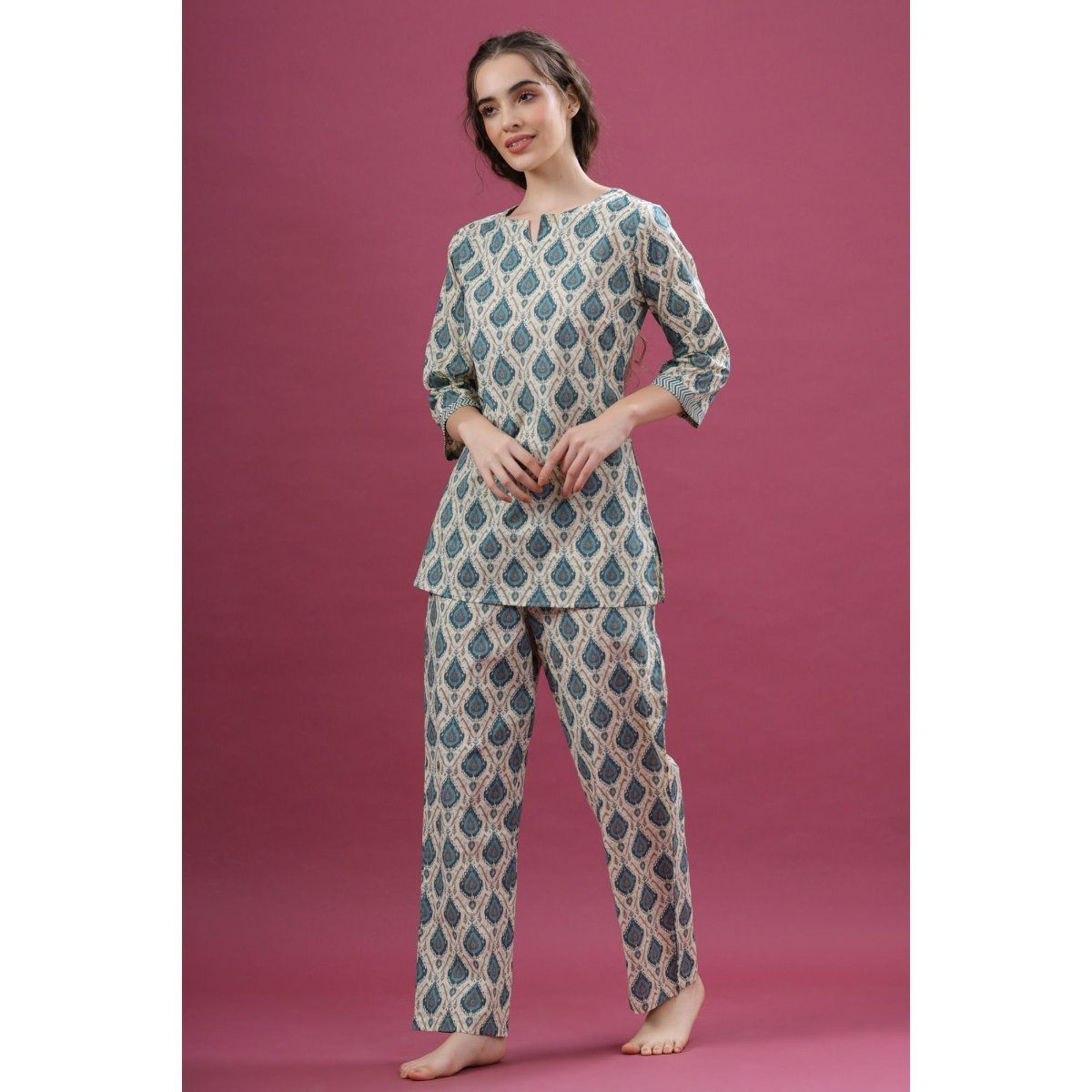 Irevial Mens Sleepwera Set Pure Cotton Solid Color Top Plaid Pants Pajama  Nightwear - Walmart.com