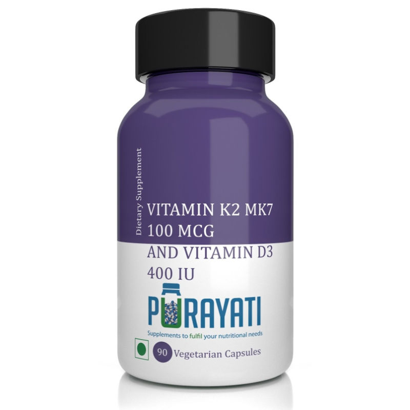 Purayati Vitamin K2 MK7 100 MCG And Vitamin D3 400 IU - 90 Capsules
