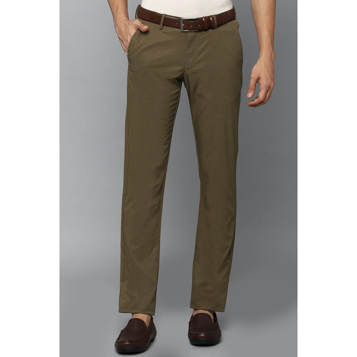 ALLEN SOLLY Men Solid Slim Tapered Fit Smart Casual Trousers | Lifestyle  Stores | Kannuru | Bengaluru
