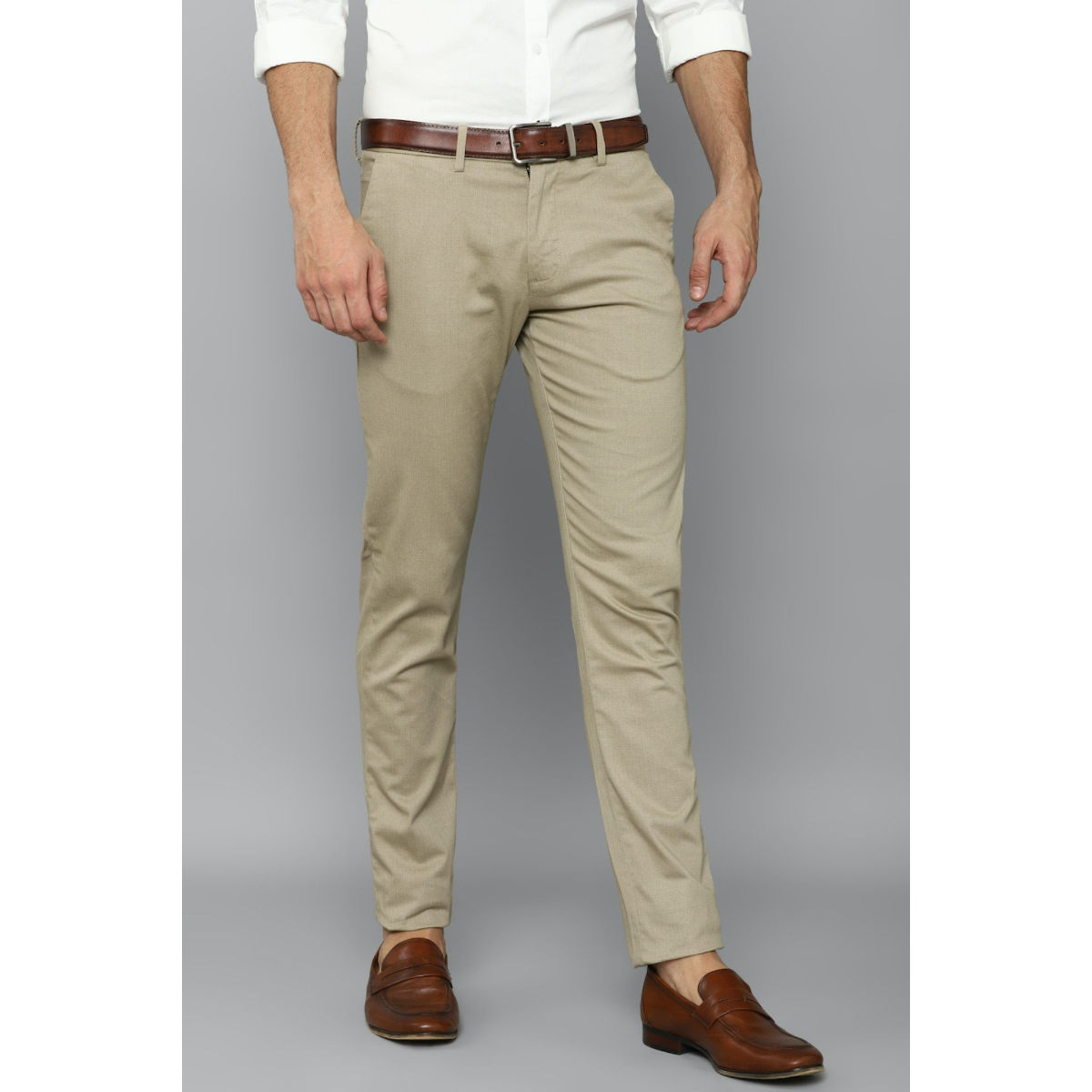 Buy Men Brown Regular Fit Textured Flat Front Formal Trousers Online -  320937 | Louis Philippe