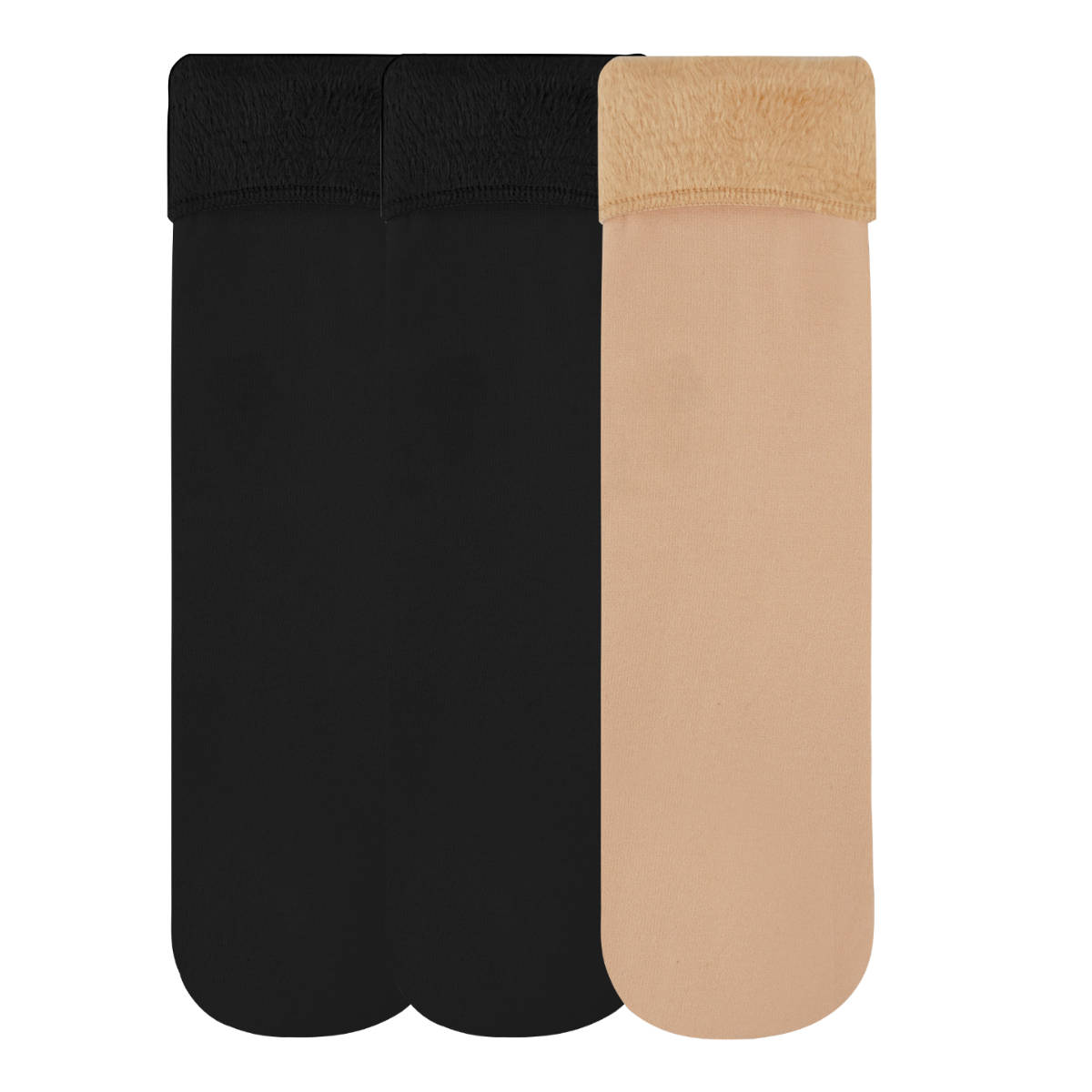 N2S NEXT2SKIN Women Nylon Fur Winter Socks - Pack Of 3 Pairs - Multi-Color (Free Size)