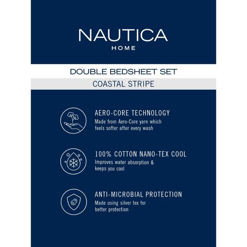 Buy Nautica Egyptian Satin Fitted Cotton King Bedsheet With 2