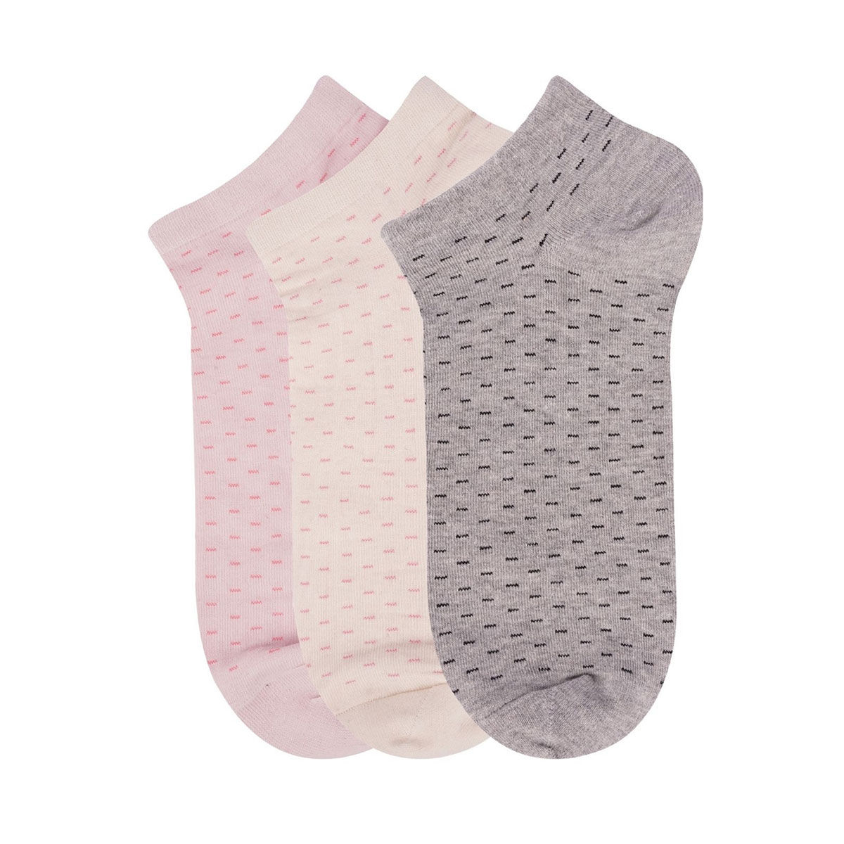 NEXT2SKIN N2S Women's Low Ankle Length Dotted Lines Cotton Socks (Pack ...