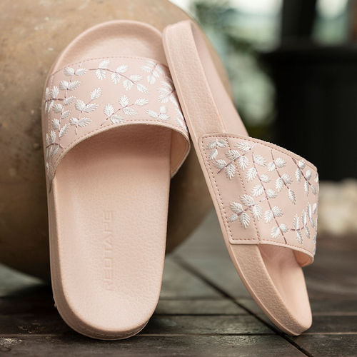 Buy Red Tape Women Printed Pink Sliders Online
