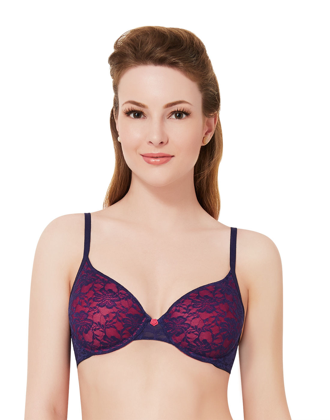 Amante Floral Romance Padded Wired Neon Pink and Blue T-Shirt Bra (38C)
