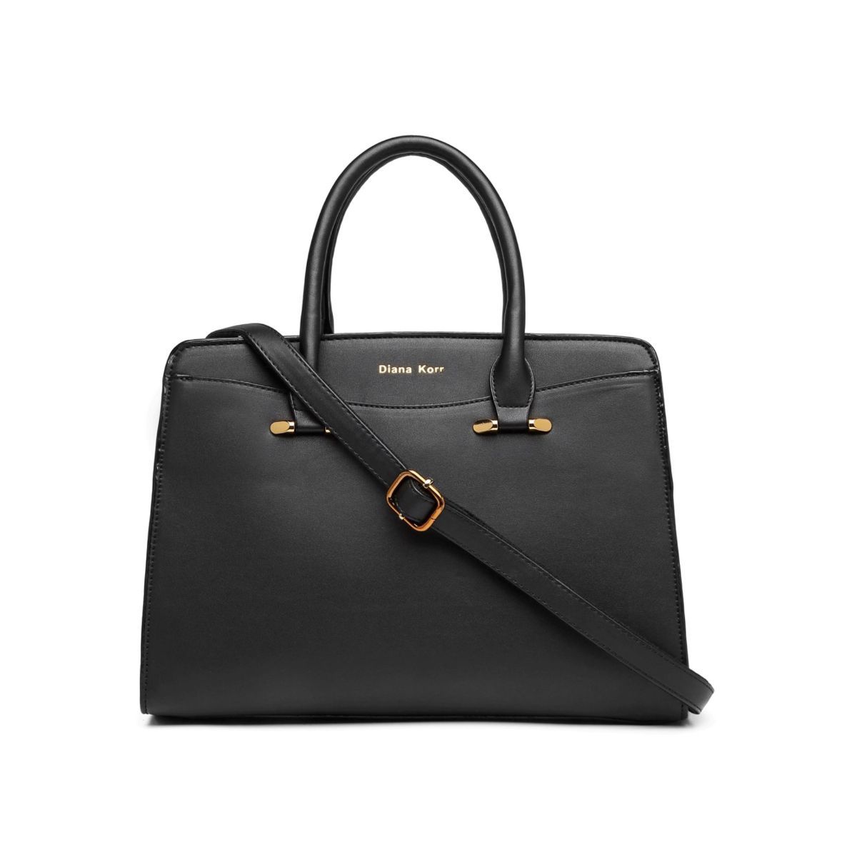 Diana Korr Black Solid Faux Leather Handbag Buy Diana Korr Black Solid