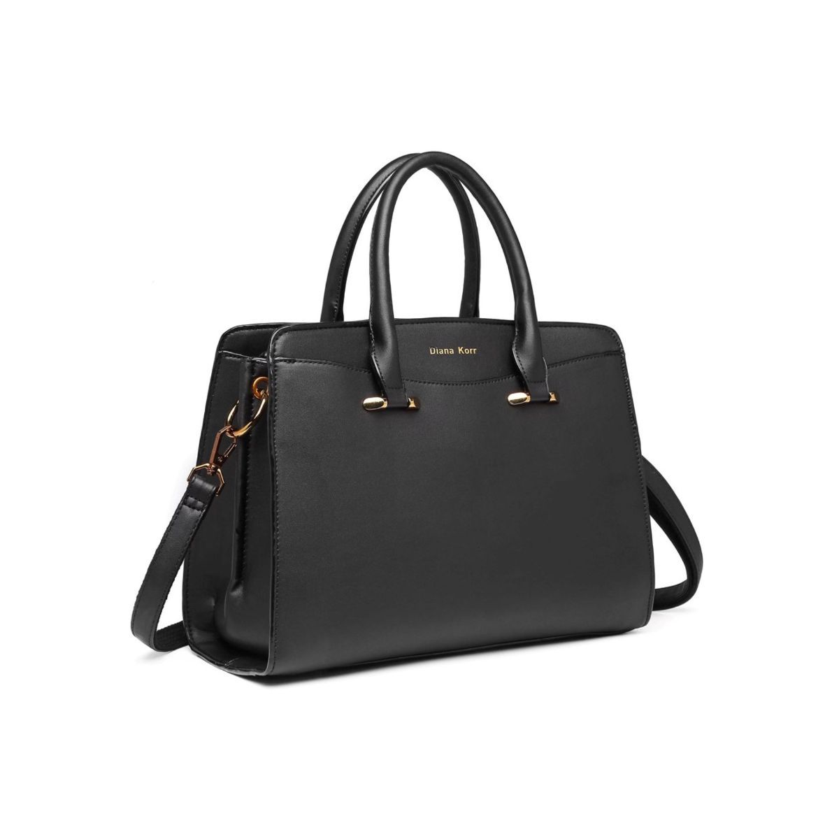 Diana Korr Black Solid Faux Leather Handbag Buy Diana Korr Black Solid