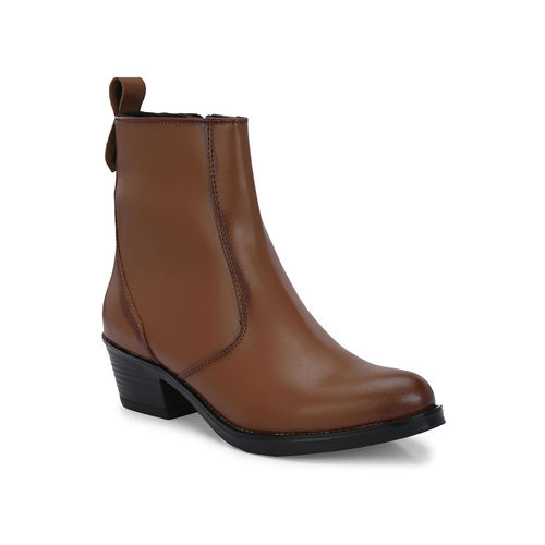 Delize Tan Women Vegan Leather Western Ankle Casual Boot (UK 6)