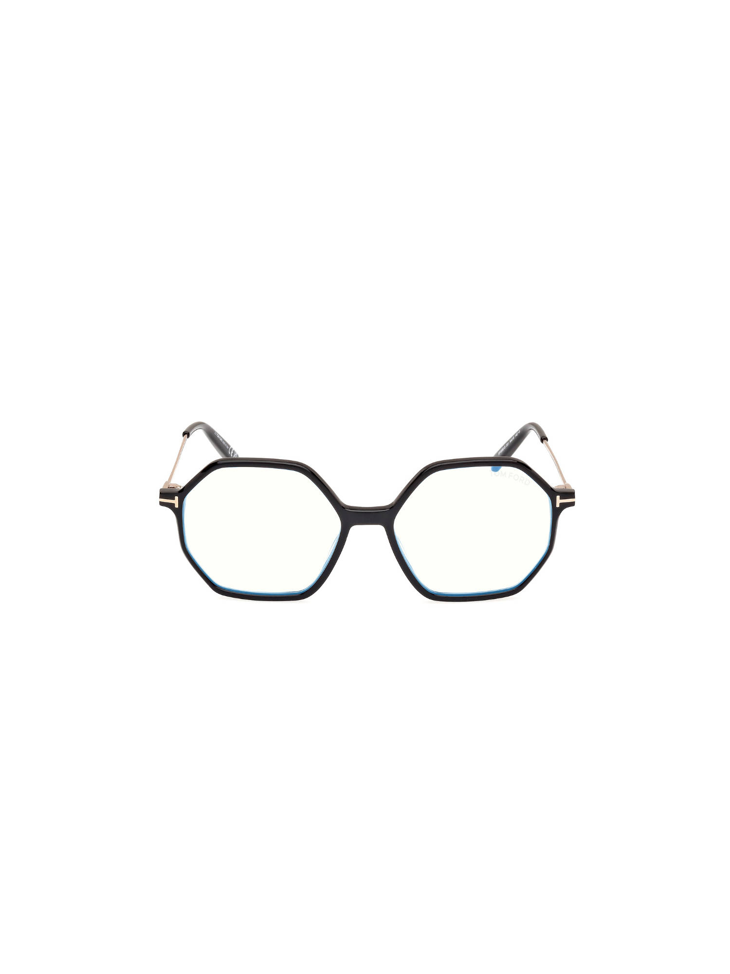 Tom Ford Eyewear Women's Black Hexagon Shape Eye Frame - FT5952-B 54 001 (54)