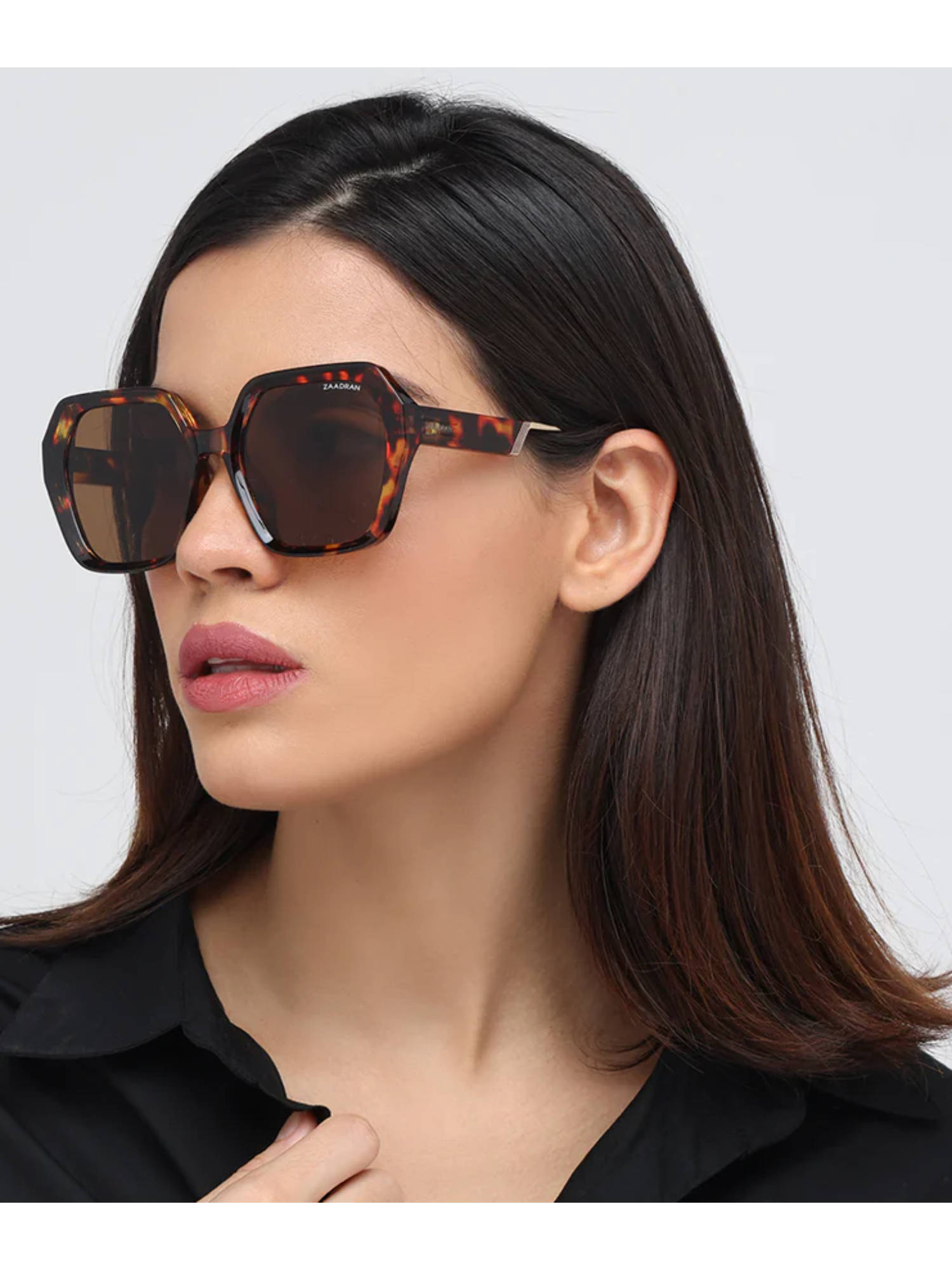 Zaadran Unisex Brown Hexagon Shape Sunglass - Peru Leopard (5.4)