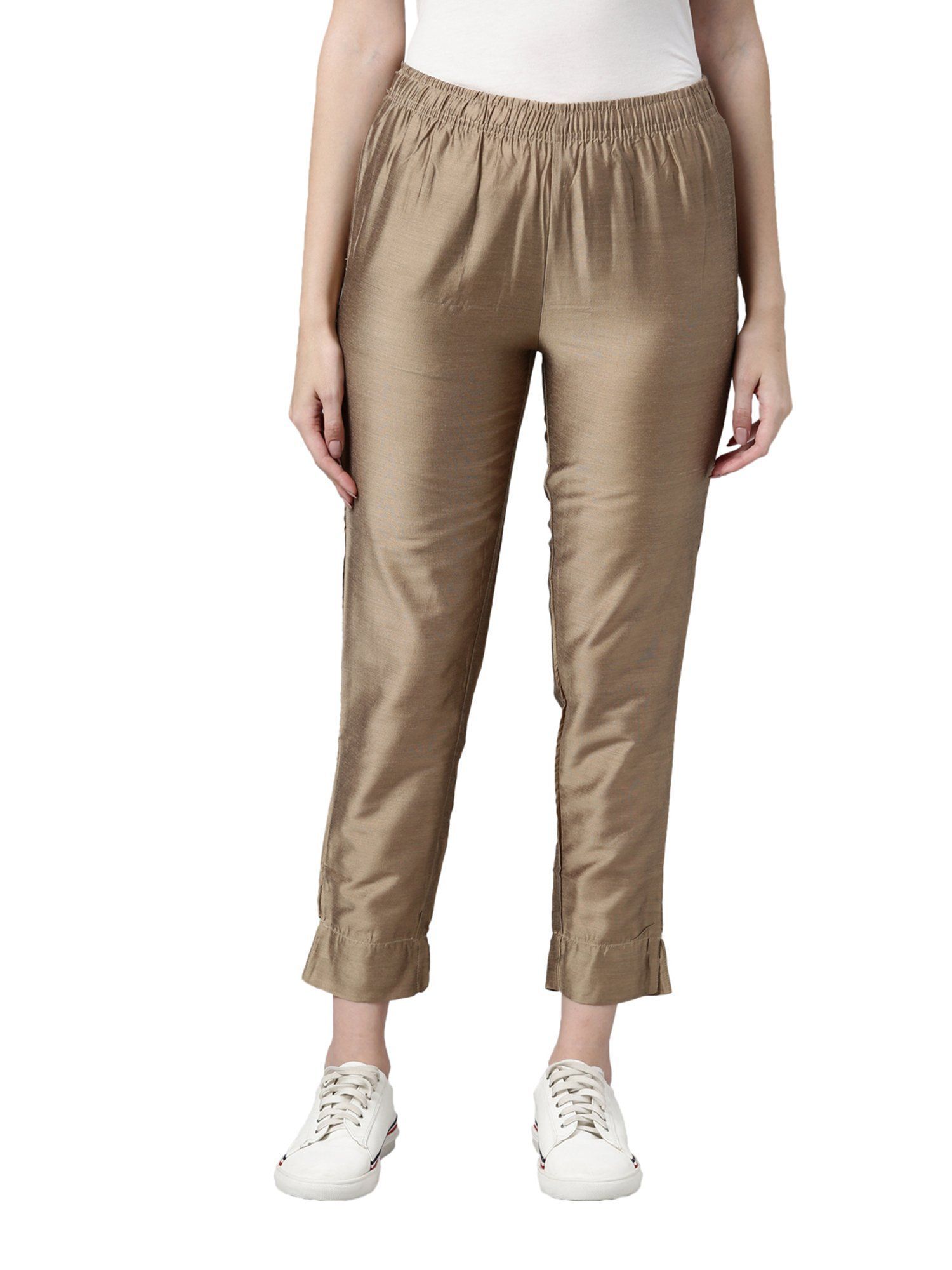 Plain Metallic Silver Trousers for Women at Rs 485/piece in Gurugram | ID:  21120098033