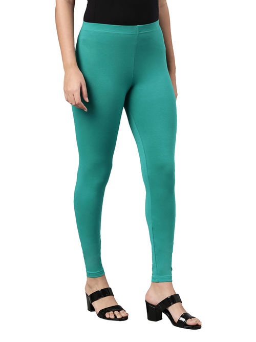 Buy Go Colors Women Solid Peacock Blue Slim Fit Ankle Length Leggings -  Tall online