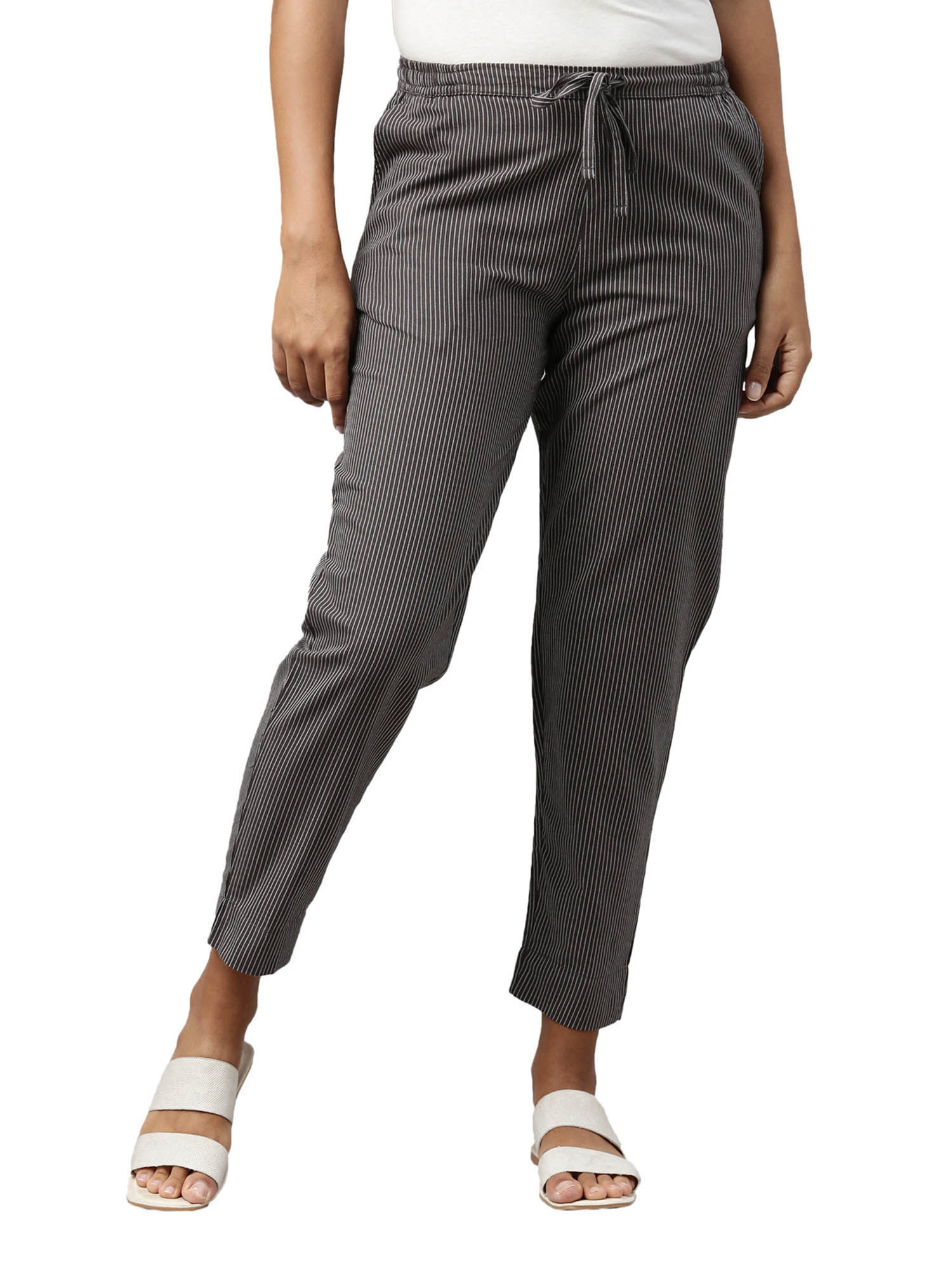 Buy Women Multi Regular Fit Stripe Casual Trousers Online - 734823 | Allen  Solly