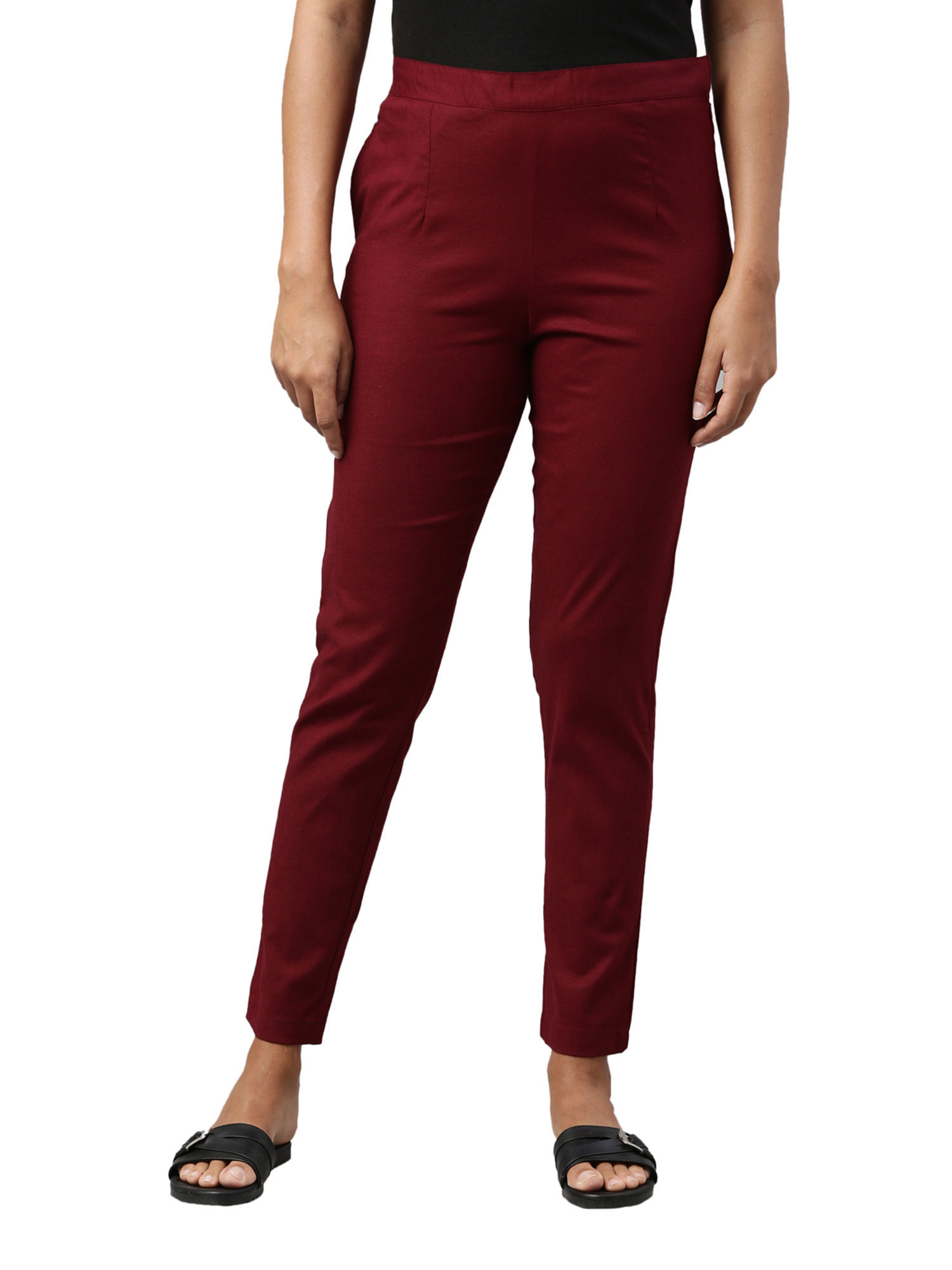Buy DIGITAL SHOPEE Cotton Women Trouser Pant Use for Formal Office High  Waist for Wide Leg Ankle Length Straight Pencil Pant BeigeMedium at  Amazonin